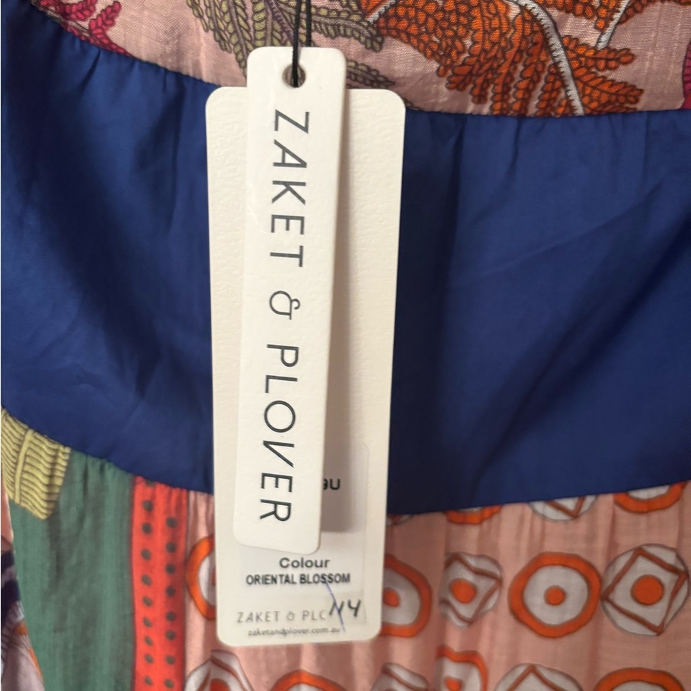 NWT Zaket & Plover Women's Vibrant Tiered Floral Cobalt Maxi Skirt - Picture 3 of 10